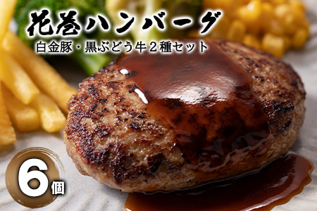 白金豚と黒ぶだう牛ハンバーグ・味噌deハンバーグ6個セット 【763】