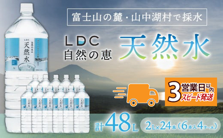 水 ミネラルウォーター 自然の恵み天然水　2L×24本（6本入り4ケース）　計48L 【3営業日以内発送スピード配送】 ※沖縄・離島配送不可　YX004 