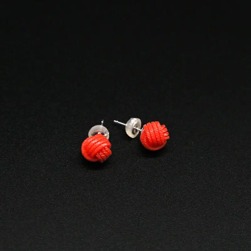 【珊瑚】Jyo-mon縄文 ピアス 血桃珊瑚 K18WG