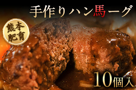 手作りハン馬ーグ 100g×10個 馬肉100%配合！【熊本肥育】ハンバーグ たっぷり 冷凍 お中元 肉 お手軽 お取り寄せ《30日以内に出荷予定(土日祝除く)》 美味しいハンバーグ ジューシーハンバーグ 冷凍ハンバーグ おかずハンバーグ