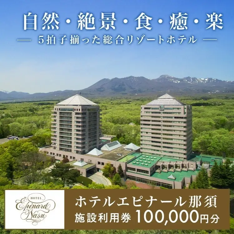 栃木県那須町の温泉リゾート ホテルエピナール那須 施設利用券 100,000円分｜温泉 露天風呂 宿泊 旅行 チケット 宿泊券 旅行券 利用券 宿泊ギフト券 リゾートホテル 観光 国内旅行 那須 栃木県 那須町 ホテル エピナール エピナール那須 〔P-26〕