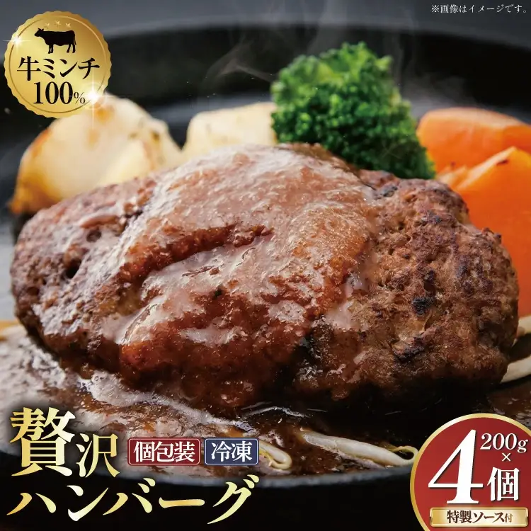 ハンバーグ 手ごねハンバーグ 200g 4個 個食用ソース付き [さかい 福岡県 筑紫野市 21760543] 