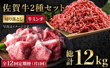 【全12回定期便】佐賀牛ミンチ＆切り落とし HAA086 牛肉 切り落とし 国産 和牛