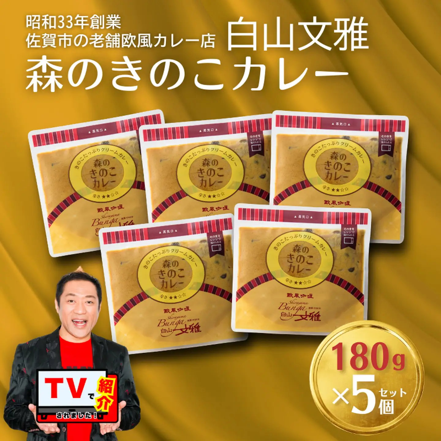 白山文雅 森のきのこカレー5個セット 欧風カレー きのこカレー：B220-046