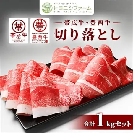 帯広牛 豊西牛 切り落とし 食べ比べ セット 計1kg (帯広牛2袋、豊西牛3袋)_肉  牛肉 _【配送不可地域：離島】【1309249】