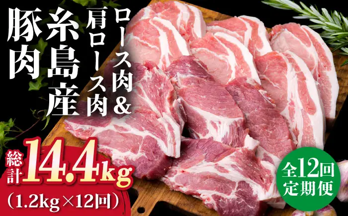 【全12回定期便】糸島豚ロース肉6枚 肩ロースカツ5枚 合計11枚セット 糸島市/糸島ミートデリ工房[ACA231]