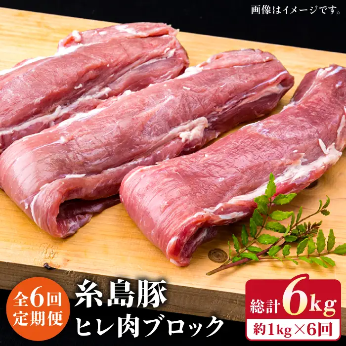 【全6回定期便】糸島産豚肉 ヒレ肉 ブロック 1kg （1本350g前後×3本） 糸島市/糸島ミートデリ工房[ACA234]