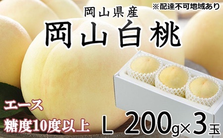 桃 2026年 先行予約 岡山 白桃 エース 3玉×約200g（Lサイズ） JAおかやまのもも（早生種・中生種）