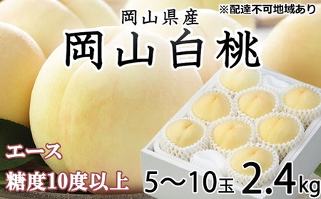 桃 2026年 先行予約 岡山 白桃 エース 5～10玉 約2.4kg  JAおかやまのもも（早生種・中生種） 
