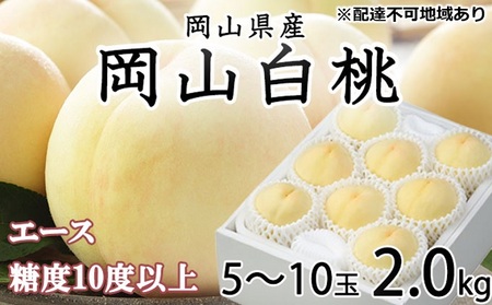 桃 2026年 先行予約 岡山 白桃 エース 5～10玉 約2kg JAおかやまのもも（早生種・中生種）