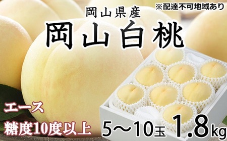 桃 2026年 先行予約 岡山 白桃 エース 5～10玉 約1.8kg JAおかやまのもも（早生種・中生種） 