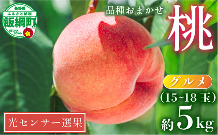 【 2026年 先行予約 】 桃 5kg グルメ 《 品種おまかせ「 白鳳 」「 あかつき 」「 なつっこ 」いずれか1品種 》 光センサー選別品 【 予約 果物 くだもの もも フルーツ 長野 信州 クール便 】 沖縄県への配送不可 2026年8月上旬頃から2026年8月中旬頃まで順次発送予定 日時指定不可 令和8年度出荷分 長野県 飯綱町 [0057]
