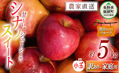 りんご シナノスイート 家庭用 〜 訳あり ( 小玉 ) 5kg 増田ファーム 沖縄県への配送不可 2026年10月上旬頃から2026年10月中旬頃まで順次発送予定 令和8年度収穫分 信州 果物 フルーツ リンゴ 林檎 長野 予約 農家直送 長野県 飯綱町 [0938]