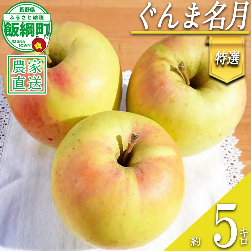 りんご ぐんま名月 特選 5kg やまじゅうファーム 沖縄県への配送不可 2026年11月下旬頃から2026年12月上旬頃まで順次発送予定 令和8年度収穫分 信州の環境にやさしい農産物 減農薬栽培 長野県 飯綱町 [0528]