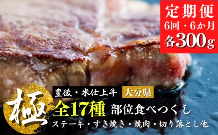【定期便】豊後・米仕上牛部位17種類食べつくし6ヶ月6kg【極】 | 豊後高田市 和牛