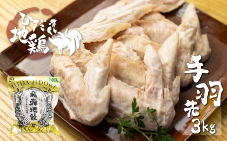 地鶏 鶏肉 飛騨地鶏 手羽先 3kg 国産 地鶏 国産地鶏 骨付き からあげ用 生 唐揚げ 鶏肉 手羽 お肉[Q2609]