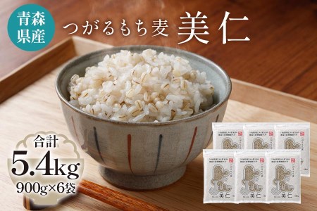 [青森県産もち麦] つがるもち麦 美仁 900g×6袋 [0339]
