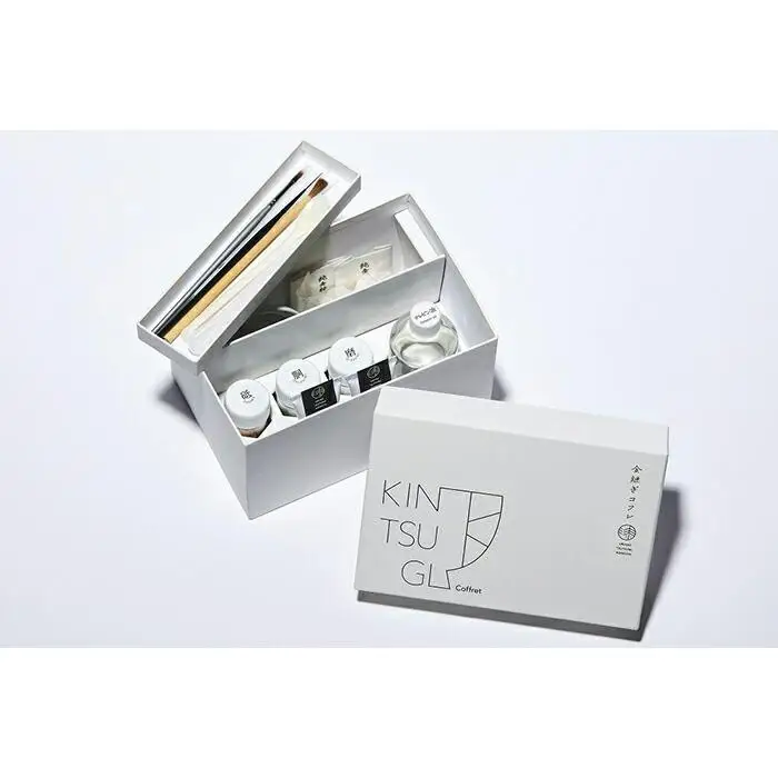 【堤淺吉漆店】天然漆と純金粉を使った本格金継ぎ体験キット 「金継ぎコフレ」（動画解説付）（手袋サイズＭ）