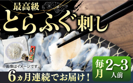 【全6回定期便】壱岐産 とらふぐ 刺身 2、3人前（皮・ヒレ付）[JDT025]