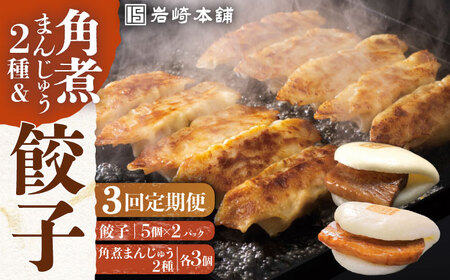 【全3回定期便】【簡易包装】長崎角煮まんじゅう（2種）＆ぎょうざ 岩崎本舗 [EAB007]  角煮まん 角煮まんじゅう 餃子 ぎょうざ 長崎 岩崎本舗 定期 定期便