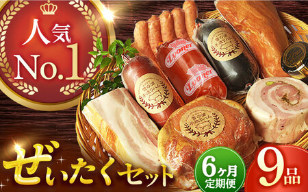 【9点×6回定期便】ハム詰合せ ぜいたく 9品 [EAM030] ハム 詰合せ ロースハム ボンレスハム 金賞 国産 定期便