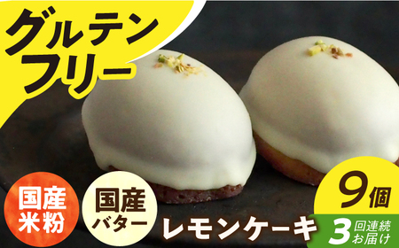 【全3回定期便】グルテンフリー レモンケーキ 9個[EBR006]  グルテンフリースイーツ スイーツ すいーつ 米粉 こめこ 焼菓子 詰め合わせ お菓子 レモンケーキ れもんけーき 長崎 冷凍 個包装 人気 ランダム おかし 定期便 定期 ていきびん