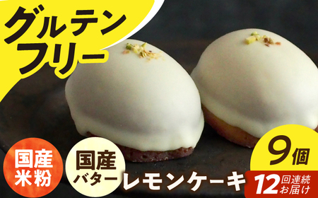【全12回定期便】グルテンフリー レモンケーキ 9個[EBR008]  グルテンフリースイーツ スイーツ すいーつ 米粉 こめこ 焼菓子 詰め合わせ お菓子 レモンケーキ れもんけーき 長崎 冷凍 個包装 人気 ランダム おかし 定期便 定期 ていきびん