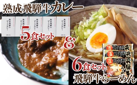 熟成ビーフカレー５食＆飛騨牛ラーメン６食セット［C0023pi］