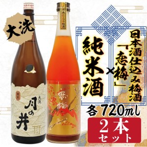純米酒 日本酒 仕込み 梅酒 恋梅 720ml 2本 セット 月の井 大洗 地酒 国産梅 茨城_AW065