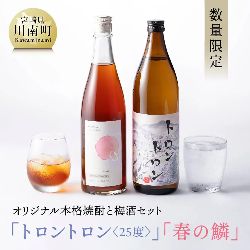 【数量限定】オリジナル本格焼酎「トロントロン(25度)」と梅酒「春の鱗」のセット【 アルコール飲料 お酒 アルコール 酒 焼酎 アルコールセット】