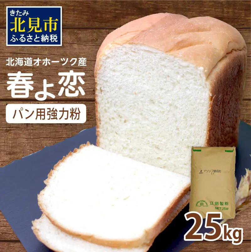  【北海道オホーツク産】パン用強力粉 春よ恋 25kg ※賞味期限30日保証 ( パン用強力粉 北海道産 小麦粉 パン 製パン )【056-0016】