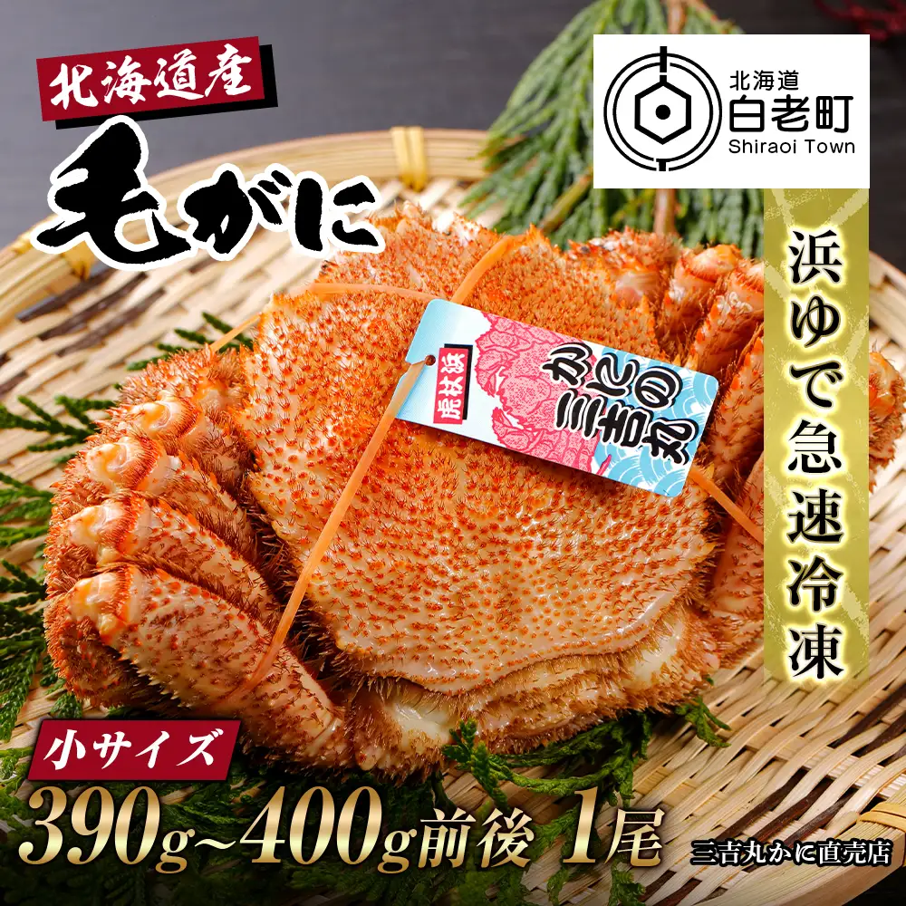 【小サイズ】北海道産 冷凍ボイル毛ガニ (390g-400g前後) 1尾 AS083