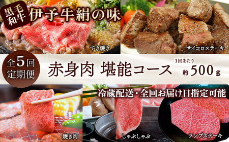 5回定期便【日時指定可・冷蔵】伊予牛絹の味_赤身堪能コース※関東以北・沖縄は冷凍｜黒毛和牛 肉 A4～A5