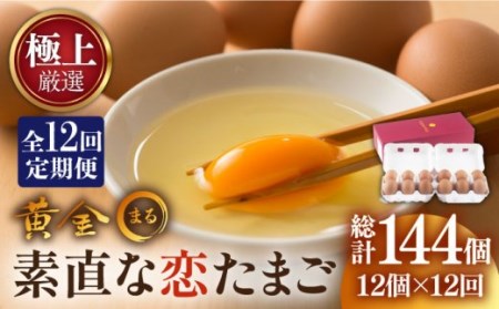 【 卵　定期便12回 】極上恋たまご 卵12個 [JAA006]