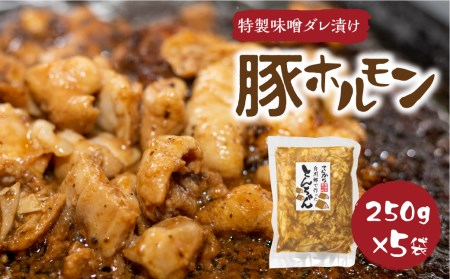 白川郷 自家製 豚ホルモン 250g×5袋セット 豚肉 ホルモン とんちゃん 味付け肉 味噌味 焼肉店 オリジナル 簡単 おつまみ 冷凍 味付き 白川村 てんから アウトドア BBQ 12000円  [S288]