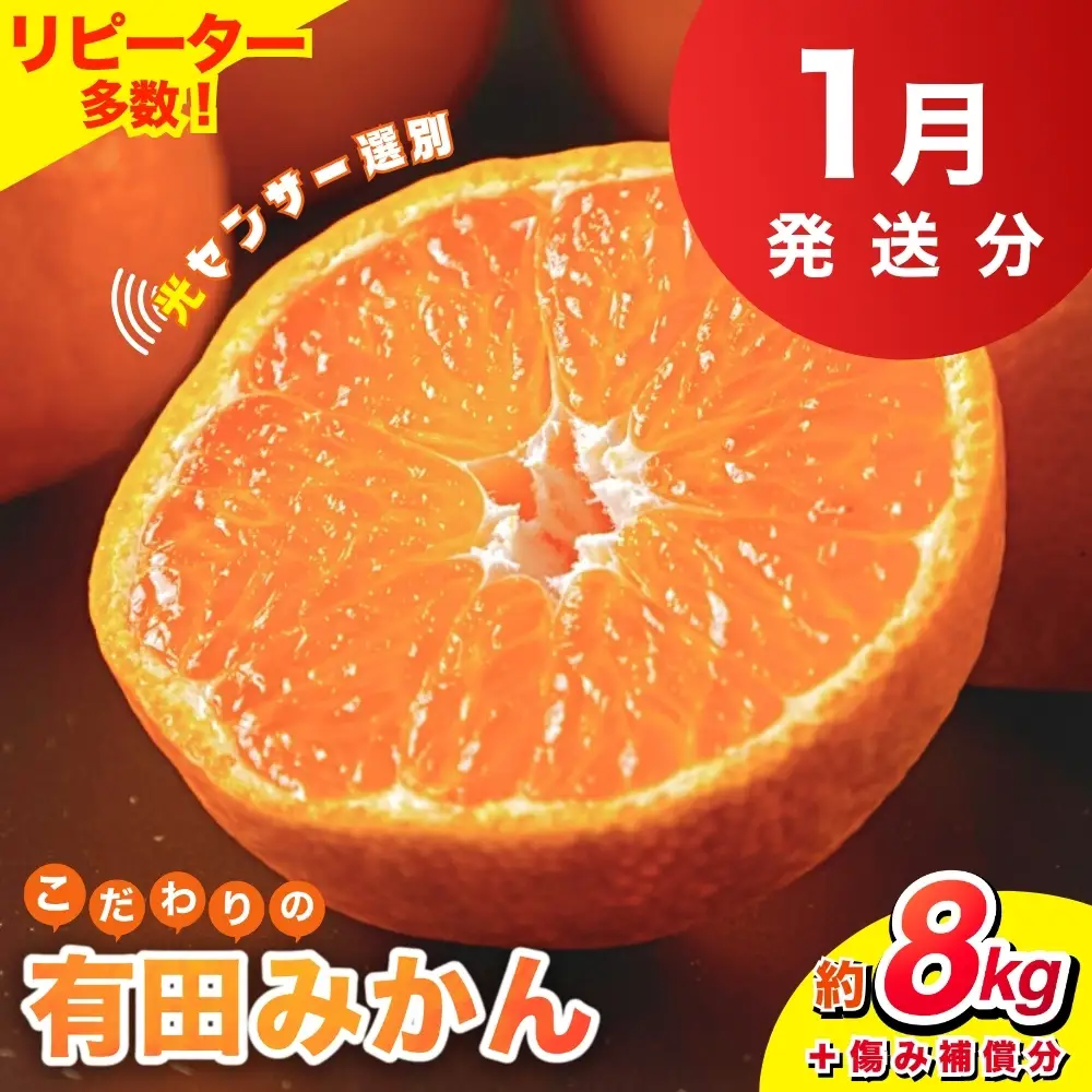 【2027年1月発送予約分】【家庭用】【農家直送】こだわりの有田みかん 約8kg ＋250g(傷み補償分)有機質肥料100%【2027年1月発送】※北海道・沖縄・離島配送不可【nuk100-01A】