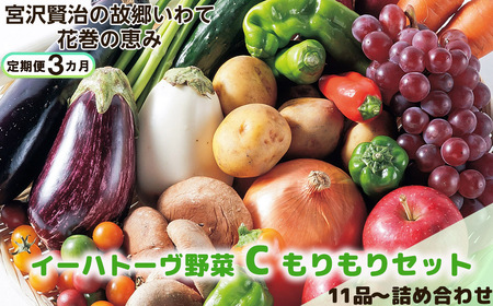  【定期便３ヶ月】イーハトーヴ野菜C もりもりセット 11品～ 詰め合わせ【1208】