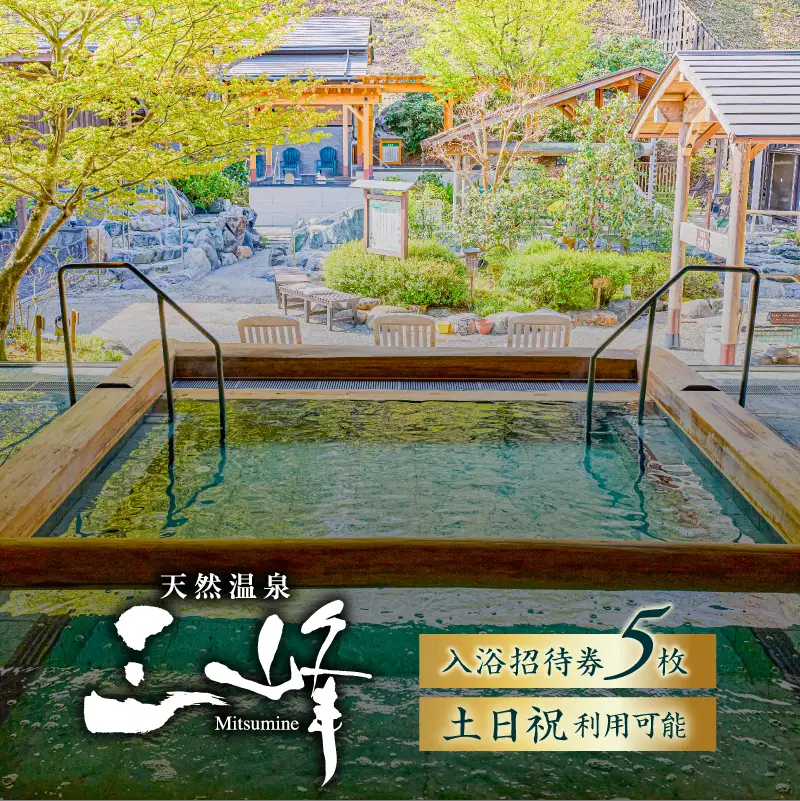 天然温泉三峰　利用券（入浴招待券5枚）【0023-001】天然温泉 温泉