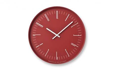 Draw wall clock / レッド（KK18-13 RE）レムノス Lemnos 時計 工芸品 装飾品 民芸品 伝統技術 インテリア 壁掛け時計 ガラス おしゃれ アクセント  FAD-0875