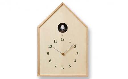 Birdhouse Clock / ナチュラル（NY16-12 NT）レムノス Lemnos 時計 工芸品 装飾品 民芸品 伝統技術 インテリア 鳴き声 カッコー時計 奈良 雄一 ライトセンサー  FAD-0881
