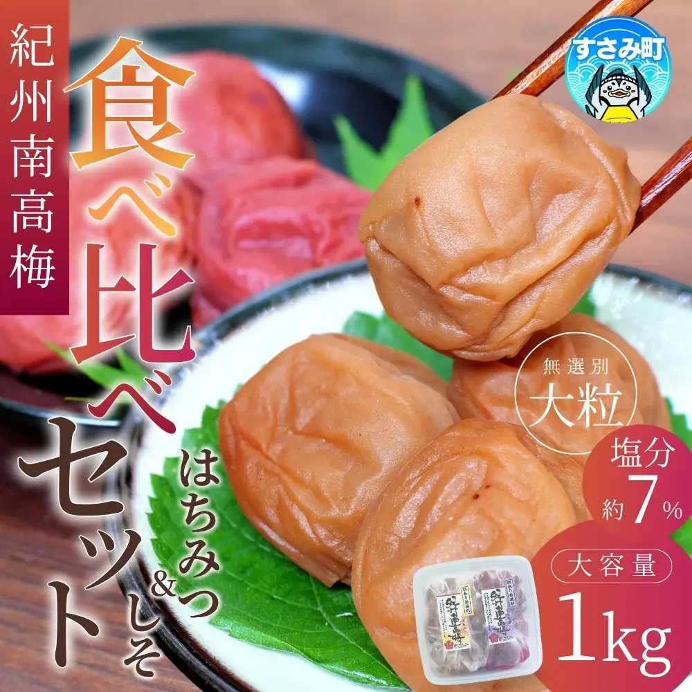 梅干し 紀州南高梅干し 食べ比べ1㎏(はちみつ500g・しそ漬500g)【khs122】