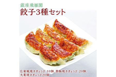 【焼くだけ簡単！化学調味料不使用 会員制高級中華 銀座飛雁閣】餃子3種セット(50ヶ) 本格中華 低糖質 健康 美容 広東風 焼き餃子 黒豚 大葉 冷凍 グルメ おかず お中元 お歳暮 贈り物 クリスマス FAA-174
