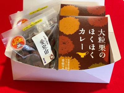 あいきマロン 焼栗・カレーセット 化粧箱入り 焼栗 焼き栗 栗 国産 個包装 くり 和栗 カレー レトルト ギフト プレゼント 秋 旬 おやつ スイーツ 果物 フルーツ 茨城県 笠間市 AQ-027