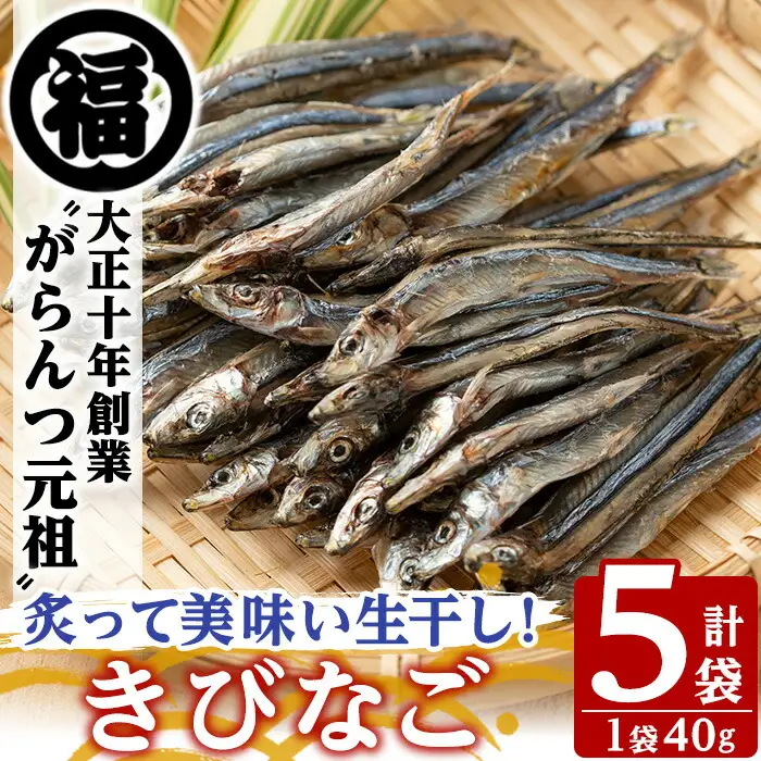 鹿児島県阿久根市産生干し「きびなご」(計5袋・1袋40g)国産 魚介 干物 ひもの キビナゴ がらんつ干物【マルフク川畑水産】akn029-04