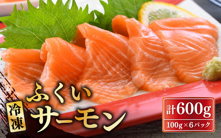 ふくいサーモン合計 600g（刺身用）100g× 6パック 真空冷凍【サーモン 鮭 刺身 さけ サケ さかな 魚 人気 海鮮 海鮮食品 小分け お刺身用 生食用 生食可 低脂肪 低カロリー ヘルシー 冷凍 国産】 [B-6209]