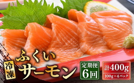 【6ヶ月連続お届け】ふくいサーモン 400g (刺身用) 真空冷凍 100g× 4パック × 6回【サーモン 鮭 刺身 さけ サケ さかな 魚 人気 海鮮 海鮮食品 小分け お刺身用 生食用 生食可 低脂肪 低カロリー ヘルシー 冷凍 国産】 [H-6202]