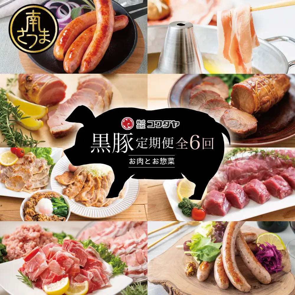 【定期便】黒豚のプロフェッショナル「コワダヤ」の厳選黒豚味わい尽くしコース（全6回） しゃぶしゃぶ 生姜焼き 焼き豚 焼豚 ウインナー ソーセージ ロース 切落し 切り落とし 鹿児島県産 冷凍 南さつま市