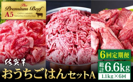 【全6回定期便】佐賀牛 A5 おうちごはんセットA（切り落とし 500g・ミンチ 300g・牛すじ 300g） HAD122  切り落とし