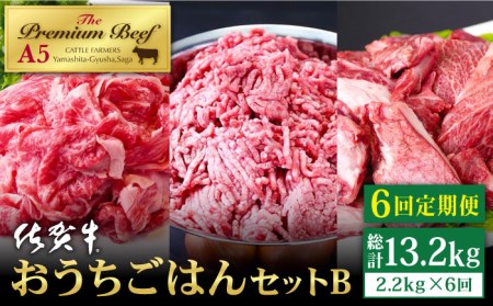 【全6回定期便】佐賀牛 A5 おうちごはんセットB（切り落とし 1kg・ミンチ 600g・牛すじ 600g） HAD126 佐賀牛