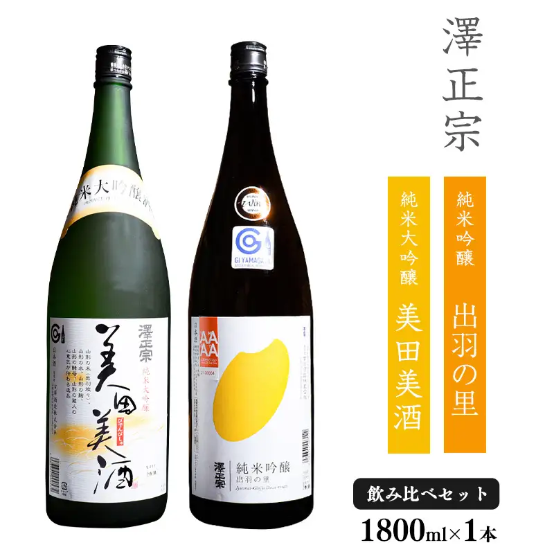 「純米大吟醸 美田美酒」と「純米吟醸 出羽の里」1800ml×２本 一升瓶 受賞酒 飲み比べセット　0310-E-FR013